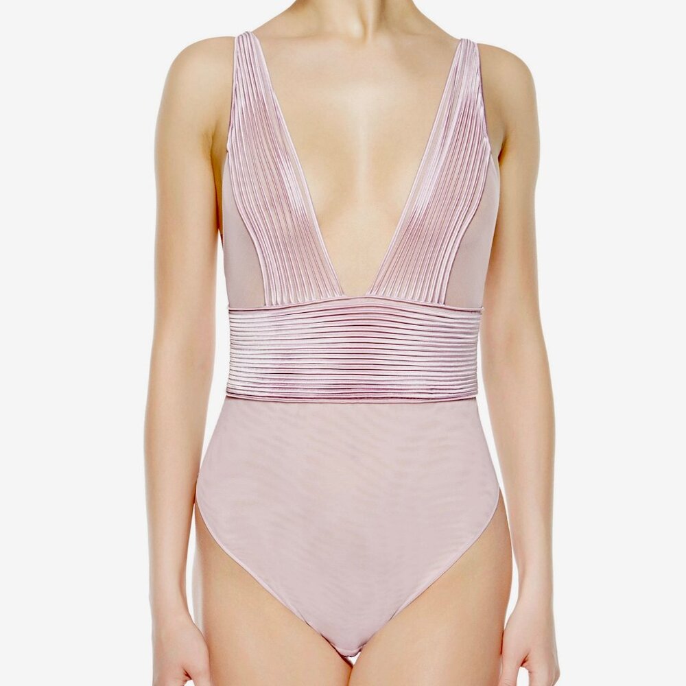 La Perla Tulle Nervures Lilac Light Purple Silk Blend Bodysuit